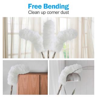 Microfiber Duster with Adjustable Handle and Flexible Bendable Removable Washable Head, Include One Extra Duster Head