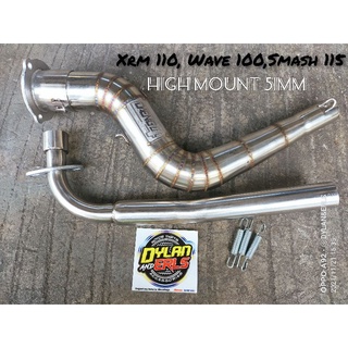 STAINLESS BIG ELBOW HIGH MOUNT 51MM FOR XRM 110,WAVE 100 ,SMASH 115