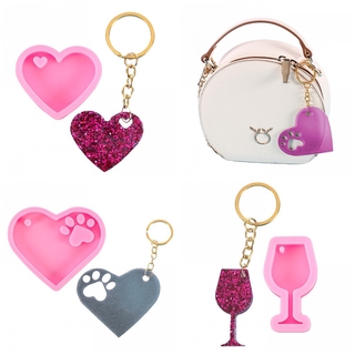 Love bear paw keychain pendant silicone mold wine glass pendant car pendant