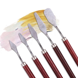 CG 5Pcs Professional Stainless Steel Spatula Kit Palette for Oil Painting Knife Fine Arts Painting T
