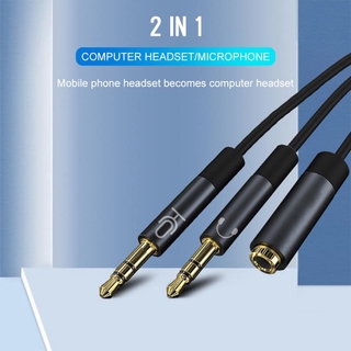 Two In One Mobile Phone Audio One Point Two Adapter Headset To PC Computer Conversion Cable Mic Audio Splitter Conversion Cable