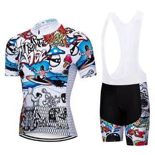 Men's Short Sleeve Cycling Jersey Set Breathable Bike Shirts Gel Padded Bib Shorts Cycling Pants