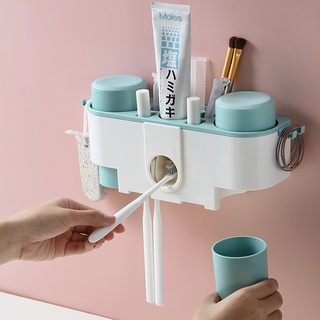 Bathroom Wall Toothbrush Shelf Free Punch Brush Cup Suction Wall Mounted