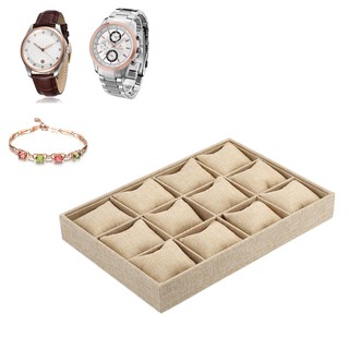 ❤ 12 Slot Pillow Style Jewelry Watch Display Tray Necklace Earring Container Box