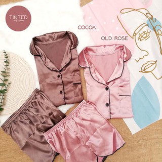 CLEARANCE - OOTD Trendy Premium Silk Contrast Piping Sleepwear Coords