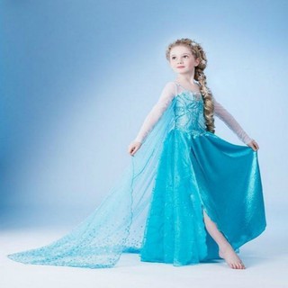 Kids Girls Cosplay Costume Frozen Elsa Anna Princess Dresses (1)