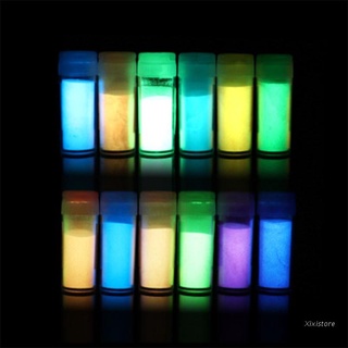 Xixi 12 Colors Fluorescent Nail Glitter Powder Neon Phosphor Ultrafine Luminous Pigment 3D Nail Art Glow DIY Crafts Decor