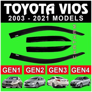 Rain Guard for Toyota VIOS 2003 to 2021 Gen1 Robin Gen2 Batman Gen3 Superman Gen4 Prime Window Visor