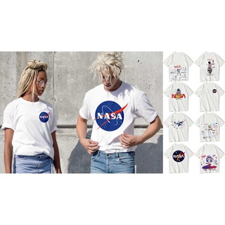 NASA Printed Unisex Round Neck White T Shirt