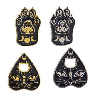 SENG♫Gothic Magic Cat Paw Brooch Enamel Pin Witch Footprints (6)