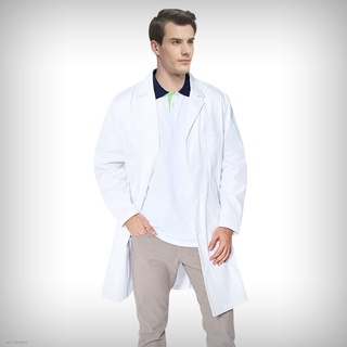 ◄[READY STOCK]Unisex Lab Coat Long Sleeve White Coat Hospital Uniform Workwear Doctor Nurse Medical