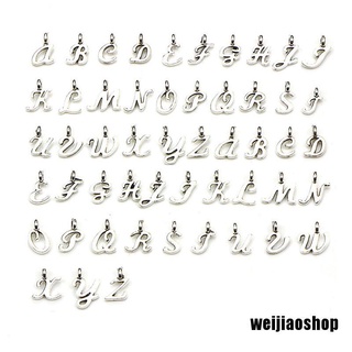 WEIJIAOSHOP 52Pcs/Set Bulk Lots Tibetan Silver Mix Charm 26 Letter A-Z Pendants Jewelry DIY (6)