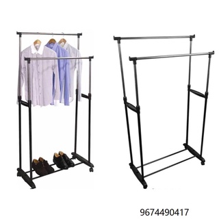 Double Pole Telescopic Clothes Rack Semi Stainless Steel