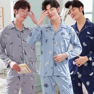 ▧۞✘Sleepwear Terno for Men Male Cotton Long Sleeve Cardigan Pajamas Set for Men Husband Father's Day