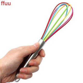 Stainless Steel Hand Shank Colored Silicone Eggs Whisk Kitchen Mixer Egg Beater
