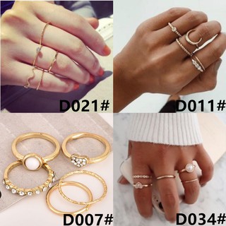 KC D021#~D034# Wave Thread Rhinestone Knuckle Midi Rings Jewelry Finger Rings 5Pcs=1Set
