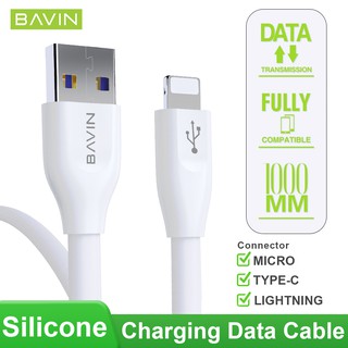 BAVIN 2.4A Soft Silicone USB Fast Charging Data Cable CB185 1 Meter for Micro / iPhone / Type-C