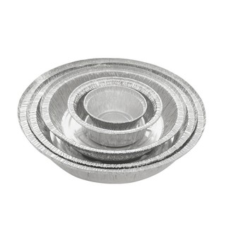 50Pcs Disposable Round Aluminum Foil BBQ Food Tray Container Non-stick Baking Pan (8)