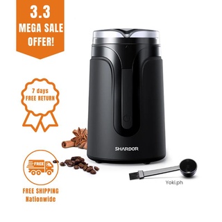 Shardor Small Electric Blade Coffee Grinder with Safety Lock FREE BRUSH AND SCOOPER
