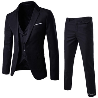 YEJIAFASHION Slim Fit Business Formal Waistcoat 3Piece Groom Best Man Suit