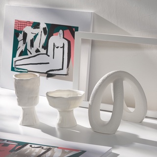 [gift]Nordic Ins Ceramic Vase Home Decoration White Vegetarian Creative Ceramic Flower Pot Vase Home