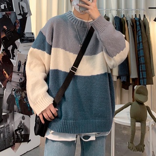 Sweaters for Men Loose Casual Sweater Striped Simple All Match Korean Tops Men Unisex Fashion Long Sleeve Clothes
