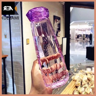 REA Glass Bottle Tumbler 500ml Creative diamond thick water cup Students cup