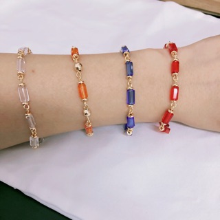 【YH】Rose gold coloured stone bracelet