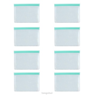 8pcs Reusable Sealing Transparent Travel Home Kitchen Zipper Closure Keep Fresh 1400ml Freezer Bag