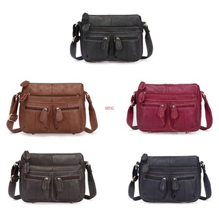 ❈❣❈seng Women Leather Handbag Shoulder Lady Multi Pocket Crossbody Bag Tote Messenger Satchel Purse
