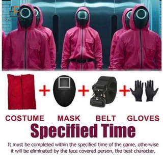 Squid Game Cosplay Jacket Clothing Costume Halloween Party Carnival Jumpsuit With Belt Gloves Adults Kids