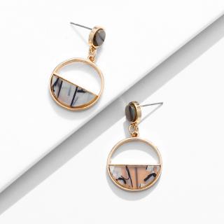 European and American New Simple Personality Wild Semicircle Hollow Imitation Marble Circle Earrings (3)