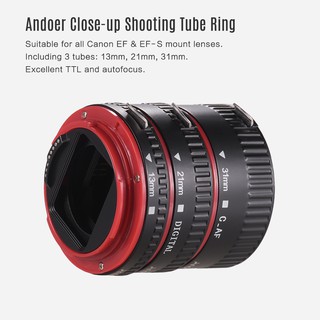 Andoer Portable Auto Focus AF Macro Extension Tube Adapter Ring (13mm +21mm +31mm) for Canon EOS