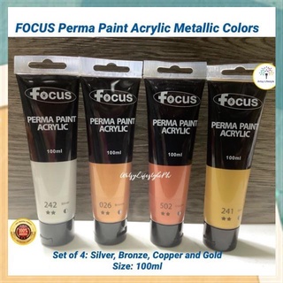 【Available】Perma Focus Metallic Acrylic Paint Set of 4 colors Silver Gold Bronze C