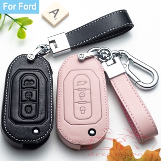 NEW Genuine Leather Car Key Case For Ford Territory 3 Buttons Key Insertion Start Up Remote Fob Cover