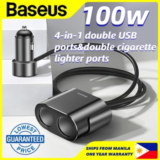 COD Baseus Car Splitter Dual USB Car Charger 100W Car Cigarette Lighter Power Adpater For Auto USB