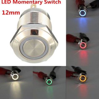 BNB@Outdoor 4 Pin 12mm Led Light Metal Push Button Momentary Switch Waterproof 12V (1)