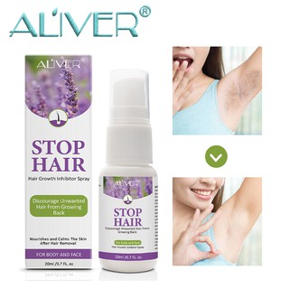 Aliver Natural Permanent Hair Growth Inhibitor Hair Stop Product Spray For Legs Body 20ml Armpit