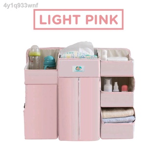 baby♧Orange and Peach Premium Crib Organizer or Baby Diaper Caddy in Light Grey / Light