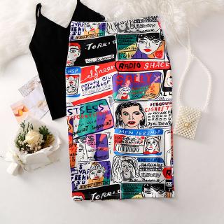 Women's High Waist Cartoon Print Skirt Pencil Skirt (4)