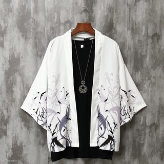 ❇◑♀Casual Kimono Cardigan Women Men Harajuku Streetwear Samurai ​Costume Yukata Male Haori Crane Pri