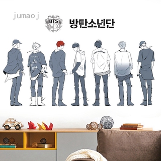 Diy Stiker Dinding Dengan Bahan Mudah Dilepas Dan Gambar Kpop Bts Untuk Dekorasi Rumah (1)