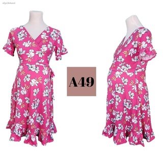 ▬Overlap Midi Floral Dress -Pregnancy Dress and Breastfeeding Dress