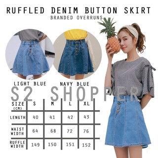 S2#A1 Denim Maong Ruffled Skater Skirt For Women w/Sizes