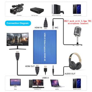 Game Capture Card 4K HDMI Input USB3.0 HD 1080P 60fps Video Live Streaming Screen Recorder Device