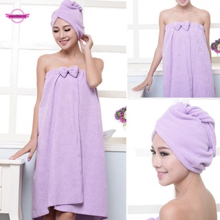 Soft Microfiber Magic Absorbent Dry Spa Bath Towel Beach Bathrobe+Cap for Women Girls (4)