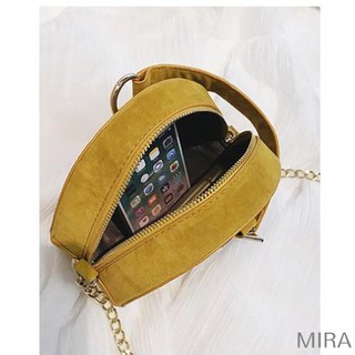women velvet leather korean sling bag mini round handbag (8)