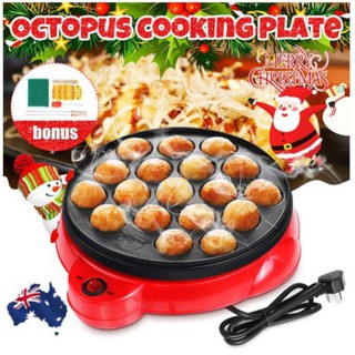 Takoyaki Grill Pan Electric Octopus Maker Stove Cooking Plate w/Brush Sticks
