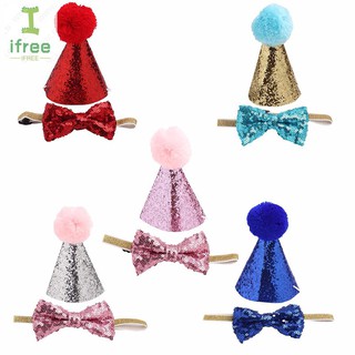 Pet Dog Cat Puppy Collar Bowknot Hat Adjustable Sequin For Christmas Birthday Party (1)