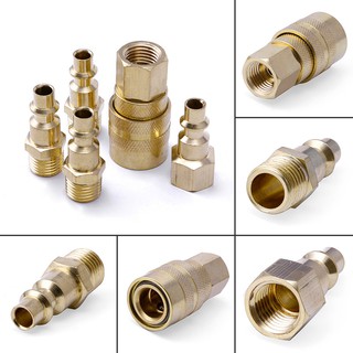 5pcs New Solid Brass Quick Coupler Set Air Hose Connector Fittings 1/4" NPT Plug
